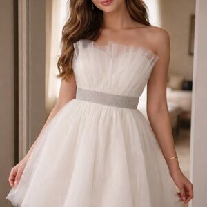 Betsy Johnson Elegant White Strapless Dress